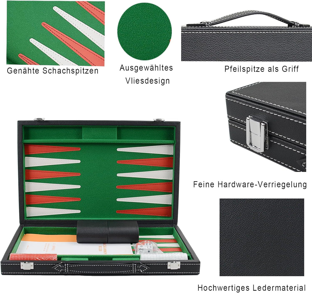 Backgammon Set 15" Klassisches Backgammon Brettspiel Tragbares Reise Strategie Backgammon Spiel Set