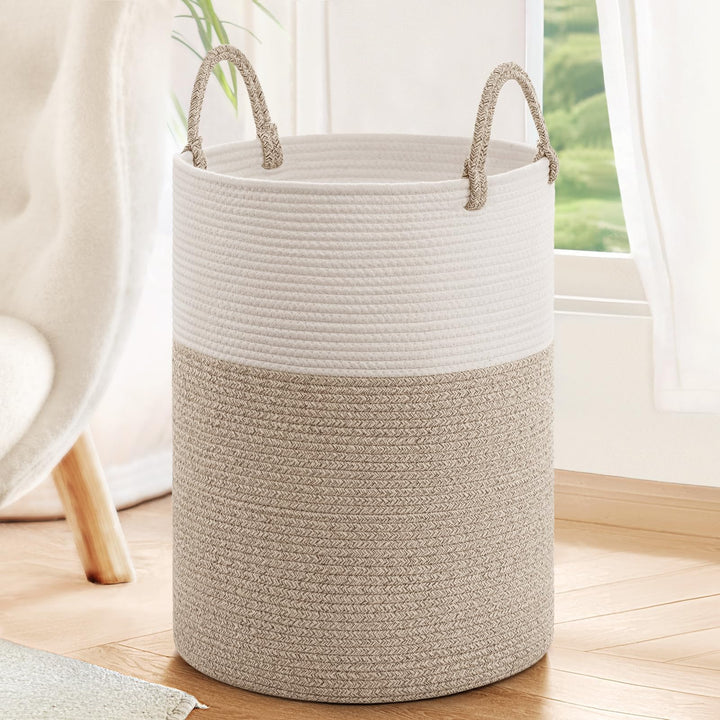 TIMEYARD 60L Wäschekorb, Babywäschekorb für Spielzeug, hoher geflochtener Wäschekorb für Kleidung, A