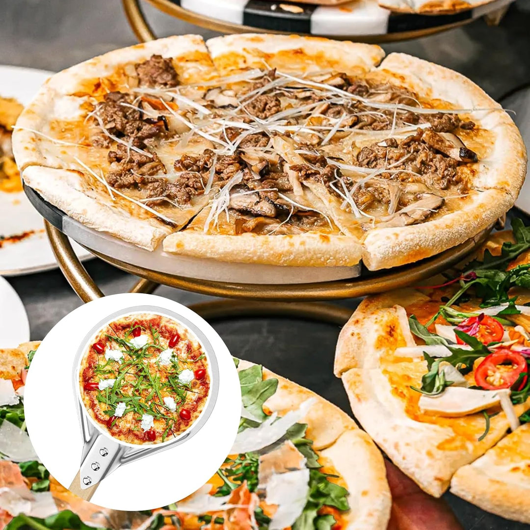 pizzaschieber perforiert, 7 zoll Perforierter Pizzaschieber rund mit Verbrühungshemmend Griff, Pizza