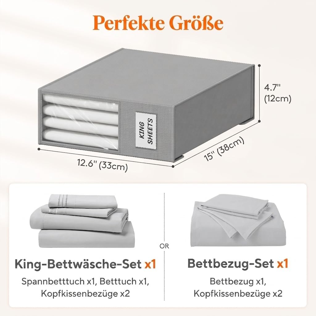 Lifewit 4 Stück Bettlakenbeutel, Faltbarer Bettwäsche-Organizer für Bettlaken mit Klarsichtfenster,