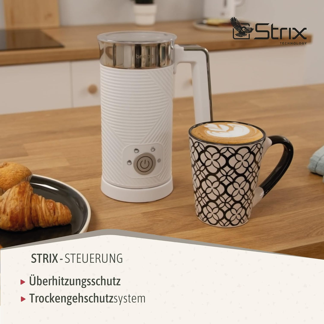 briebe Elegance Milchaufschäumer 4-in-1 Elektrische, Heiss/Kalt Aufschäumdüse 130ml für Kaffee Latte