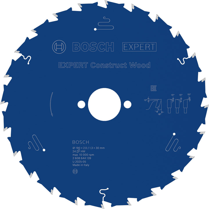 Bosch Professional 1x Kreissägeblatt Expert for Construct Wood (Holz, Sägeblatt Ø 190 x 30 x 2 mm, 2