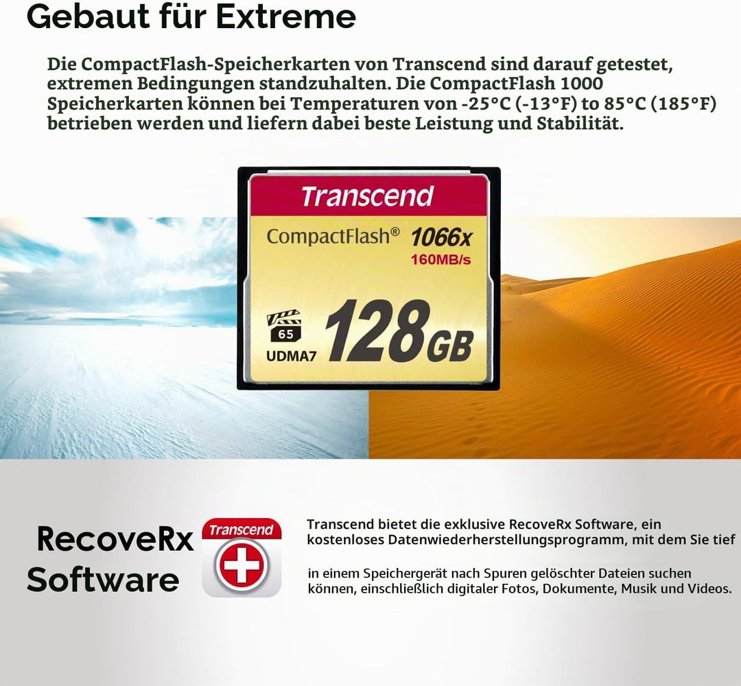Transcend 32GB CompactFlash 1000 Speicherkarte TS32GCF1000 32GB CF1066X, 32GB CF1066X