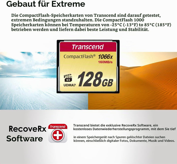 Transcend 32GB CompactFlash 1000 Speicherkarte TS32GCF1000 32GB CF1066X, 32GB CF1066X