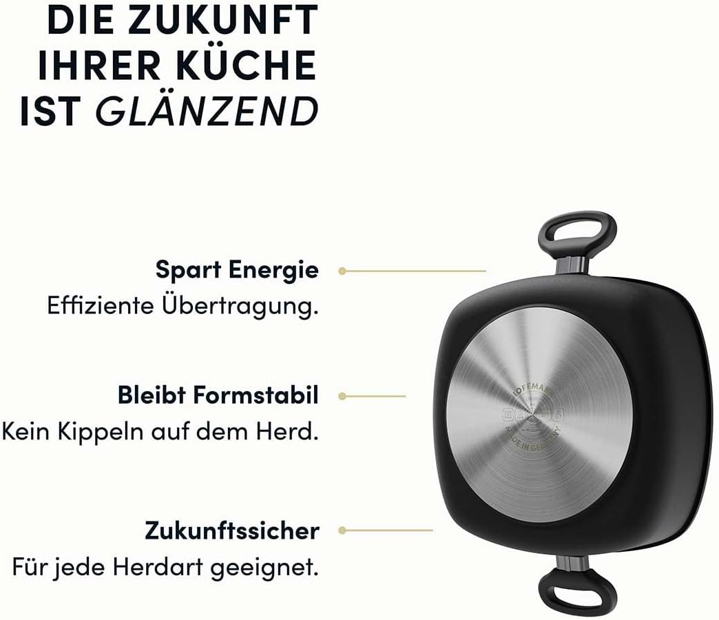 Hoffmann STONIQ Bräter 28×28 cm, 4,7 l, Aluguss, PFAS-freie IQ-SHIELD Antihaftbeschichtung, Induktio