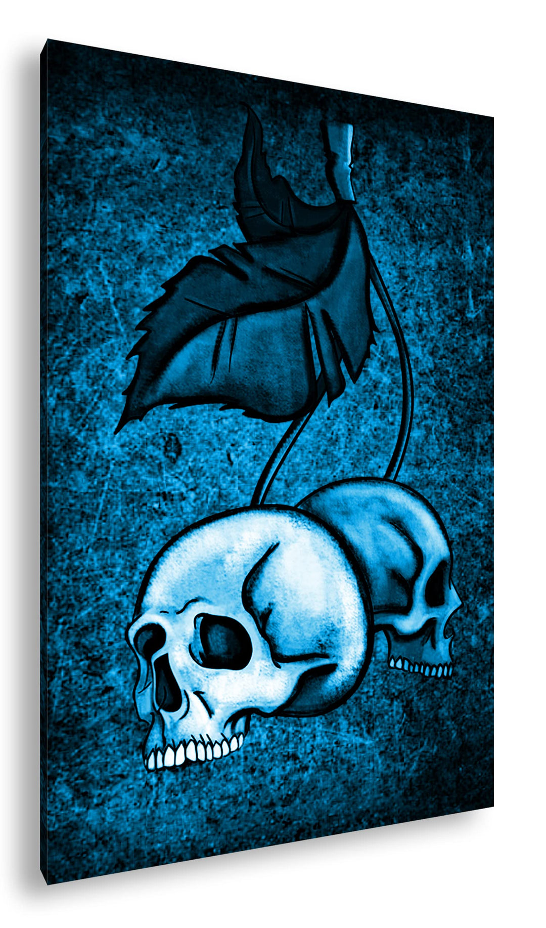 deyoli unheimliche Totenköpfe Format 80x60 Effekt: Monocrome Blau als Leinwandbild, Motiv fertig ger