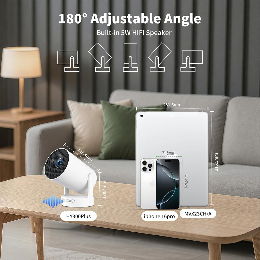 Mini Beamer, 4K 1080P Tragbarer Mini Projektor, Ausgestattet mit Bluetooth 5.4, HDMI-Schnittstelle,