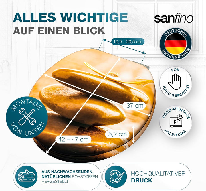 SANFINO® Premium WC Sitz mit Absenkautomatik – hochwertige Toilettendeckel aus Holz, viele bunte Mot