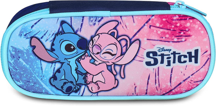Seven Lilo & Stitch Federmäppchen Schule Round Plus, hellblau und rosa, ovales Federmäppchen mit Gum