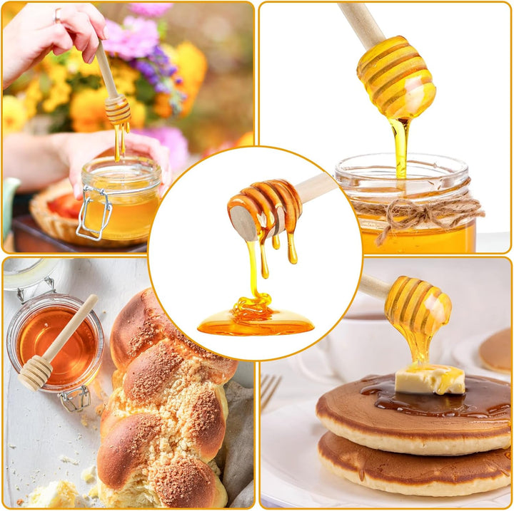 Lawei 100 Stück Honiglöffel Holz Honig Dipper Löffel Mini Holzschläger für Honig Marmelade - 7,5 cm,