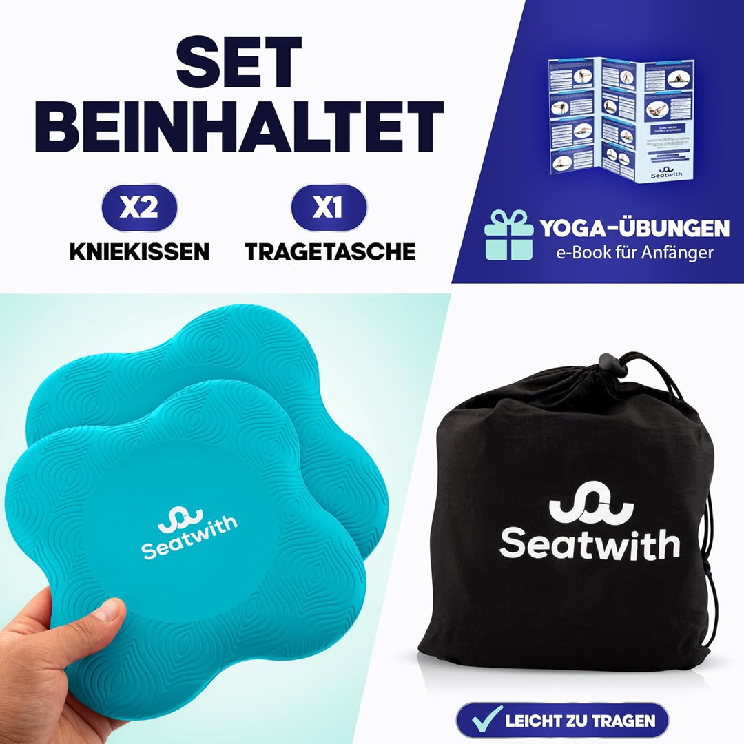 Yoga-Knie-Pad 2er Pack Kniekissen mit Transportbeutel+Trainingsanleitung PDF Maximale Entlastung und