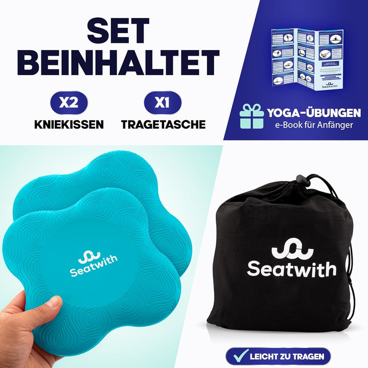 Yoga-Knie-Pad 2er Pack Kniekissen mit Transportbeutel+Trainingsanleitung PDF Maximale Entlastung und