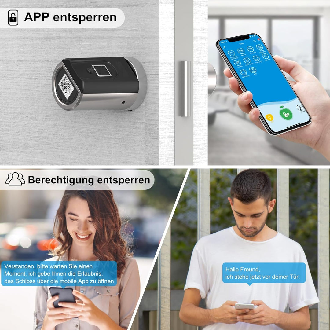 WELOCK SECBNEBL51 Fingerabdruck Schloss,Elektronisches Türschloss mit RFID Karte Bluetooth WiFi für