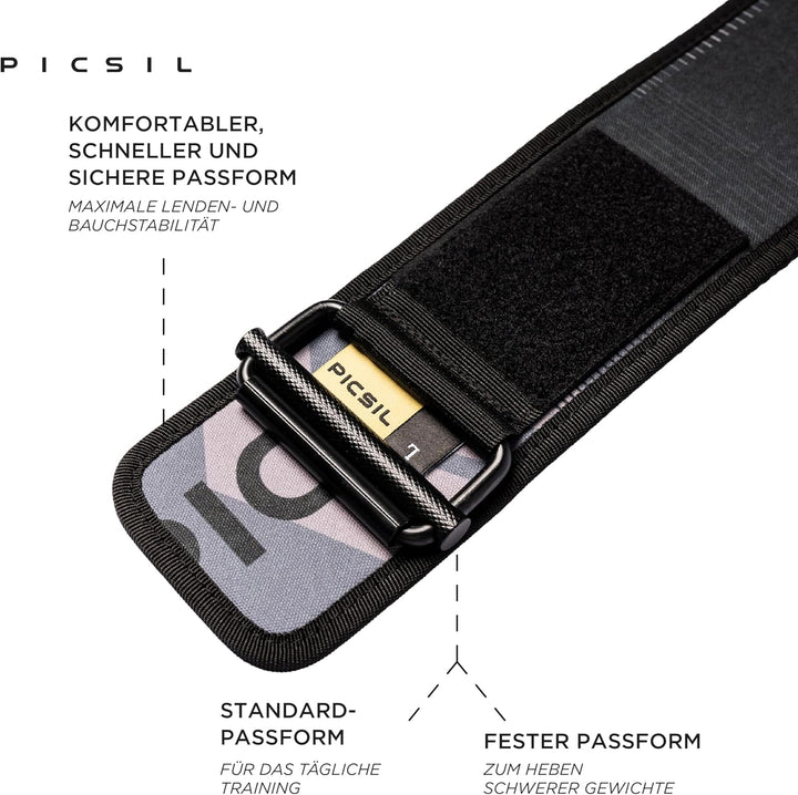 PICSIL - Lendenwirbelgurt Lockpro aus Neopren, Flexibler Support für Cross Training, Functional & Po