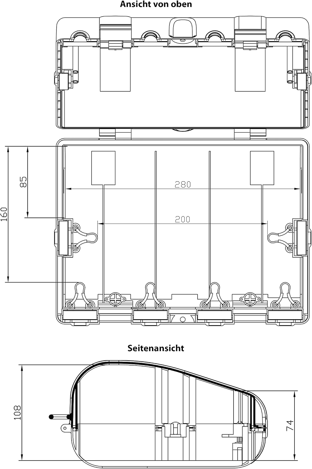 REV Sicherheitsbox für Verlängerungskabel, Outdoor Sicherheitsbox IP64, 6fach, wasserdichte Kabelver