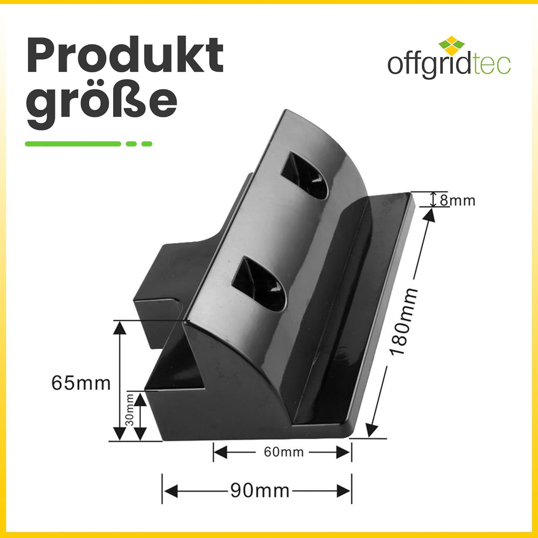 Offgridtec 2 Stück ABS Spoiler Verbindungsprofile 180mmx180mm, Montage-Seitenklemmen, 4 Edelstahl-Sc