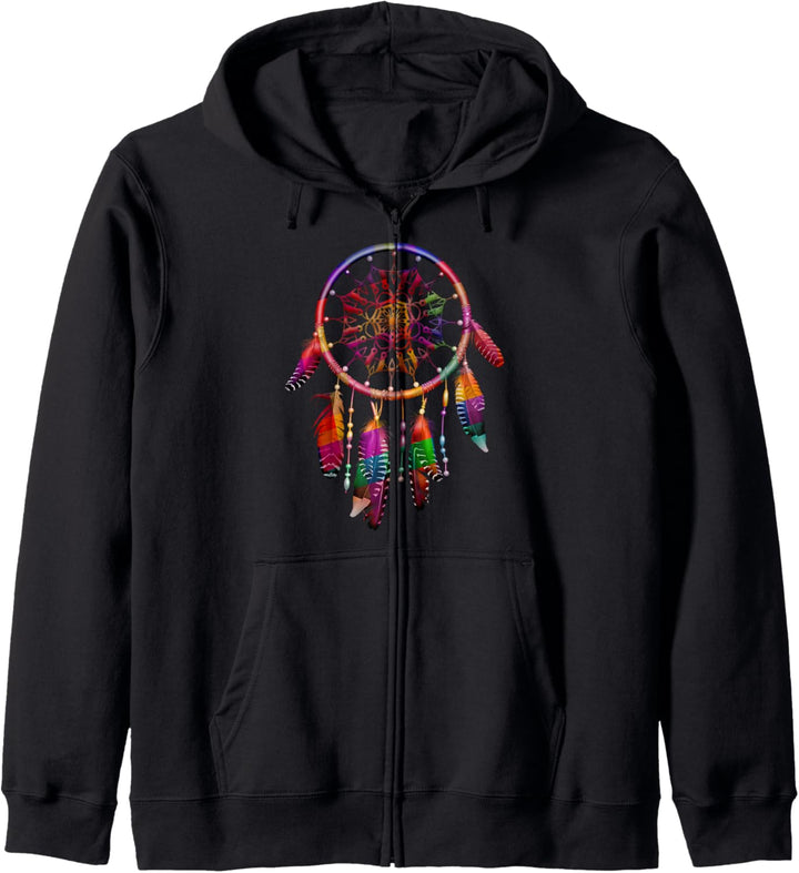 Bunte Traumfänger Federn Tribal Indianer Indianer Kapuzenjacke