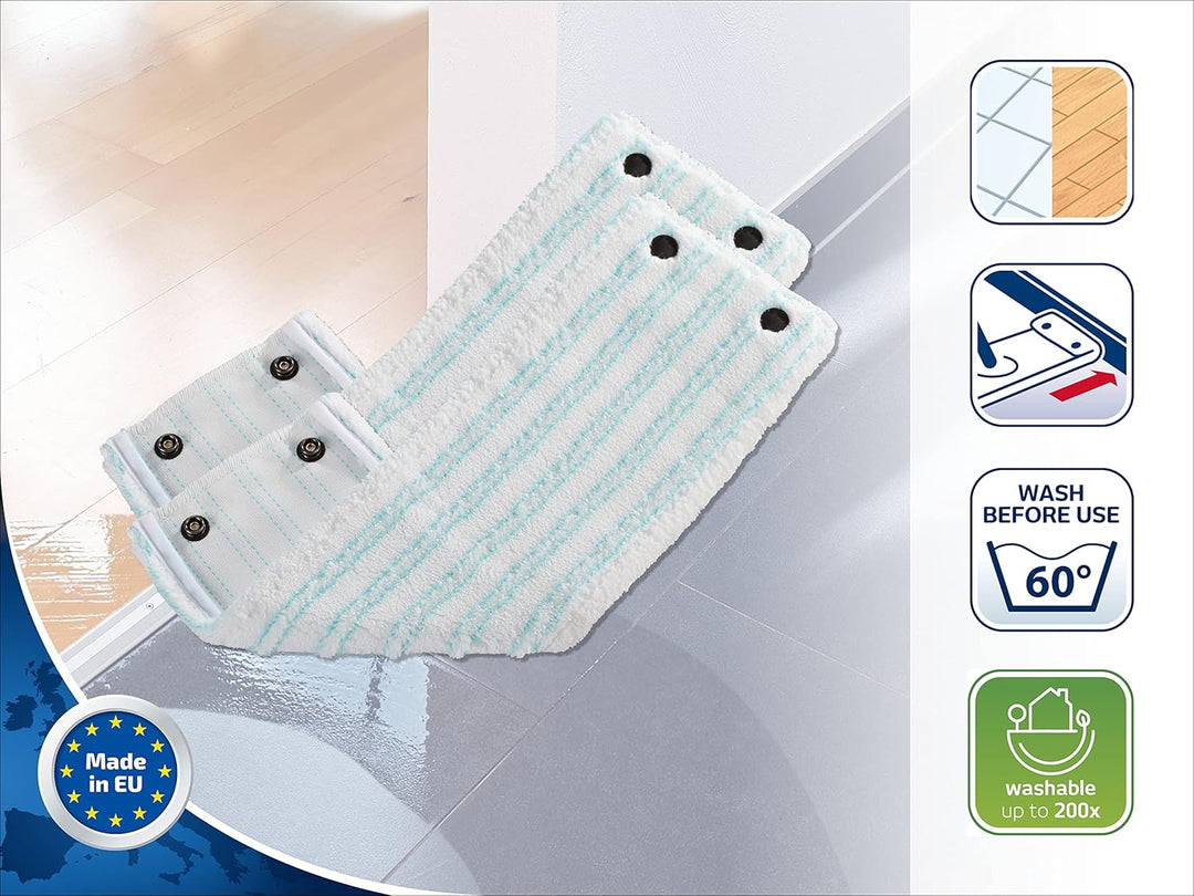 Leifheit 2er Set Wischbezug Clean Twist M micro duo, für alle Bodenarten, Bodenwischer Ersatzbezug f