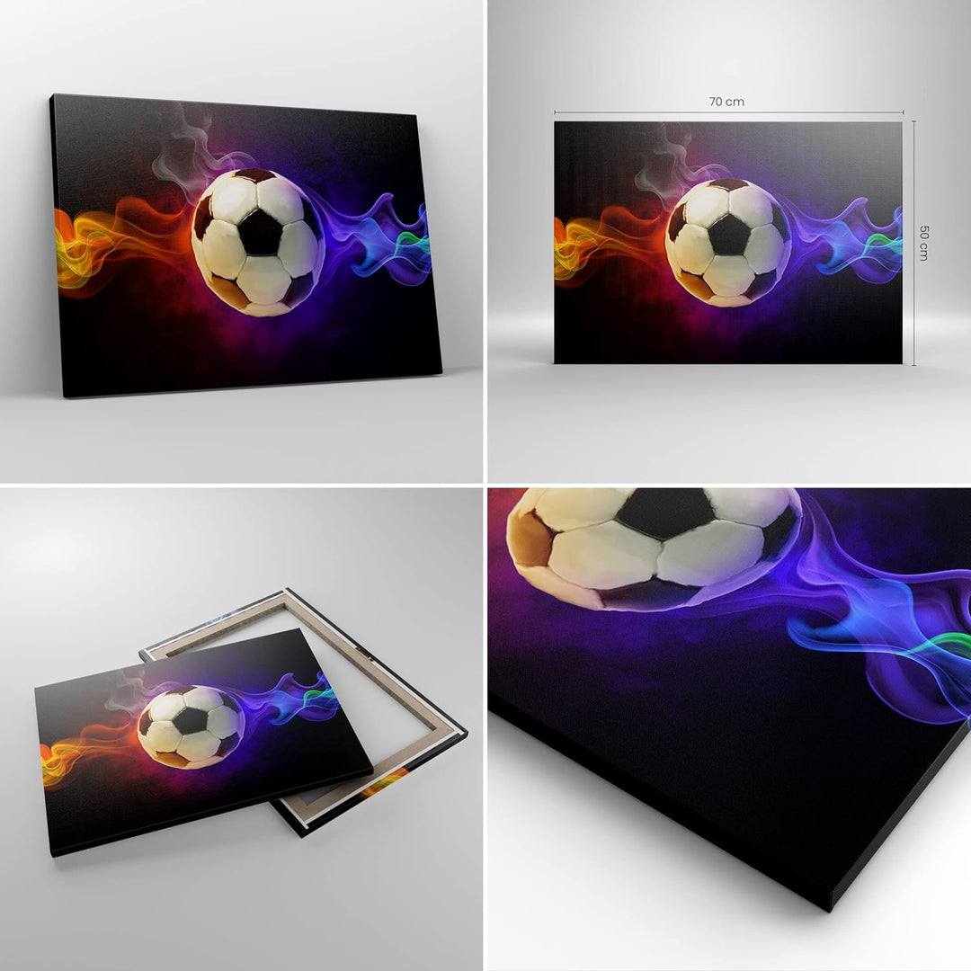 Bilder auf Leinwand Abstrakt ball flamme fussball Leinwandbild 70x50cm Wandbilder Dekoration Wohnzim
