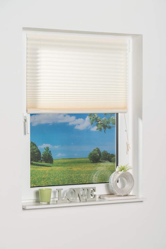 K-home Klebe-Plissee, Creme, 100 x 210 cm 100 x 210 cm Creme, 100 x 210 cm Creme