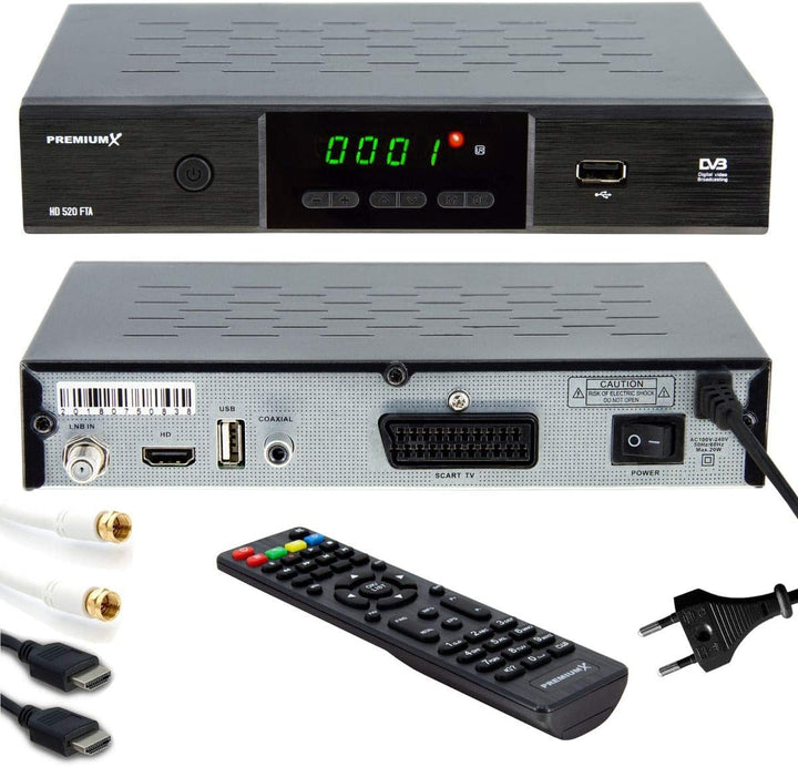 Premium X HD 520SE FTA Digital Satelliten Receiver DVB-S2 FullHD SAT Empfänger HDMI SCART USB Mediap