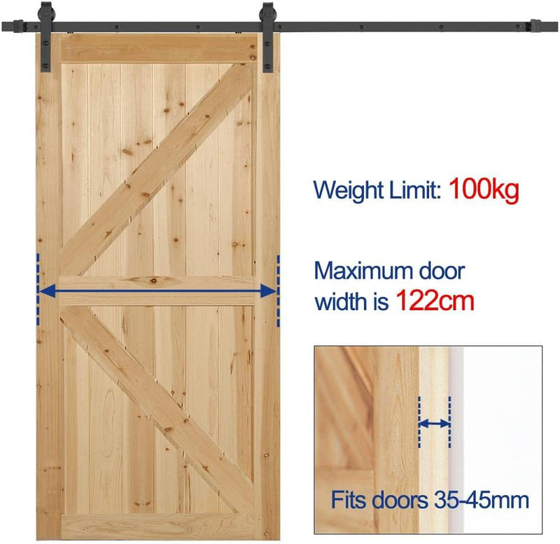 Yaheetech Schiebetürbeschlag 244cm Schiebetürsystem Laufschiene Schiene für Schiebetür Komplettset B