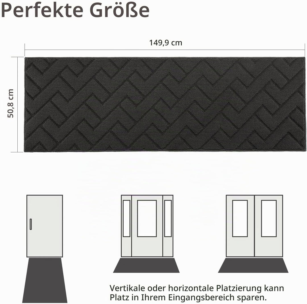 Biscpro Innen Fussmatte 50 x 150 cm, Schmutzfangmatte rutschfest Fussmatte Innen Waschbar Eingangste