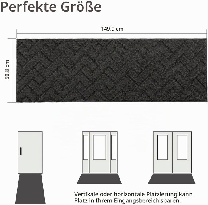 Biscpro Innen Fussmatte 50 x 150 cm, Schmutzfangmatte rutschfest Fussmatte Innen Waschbar Eingangste