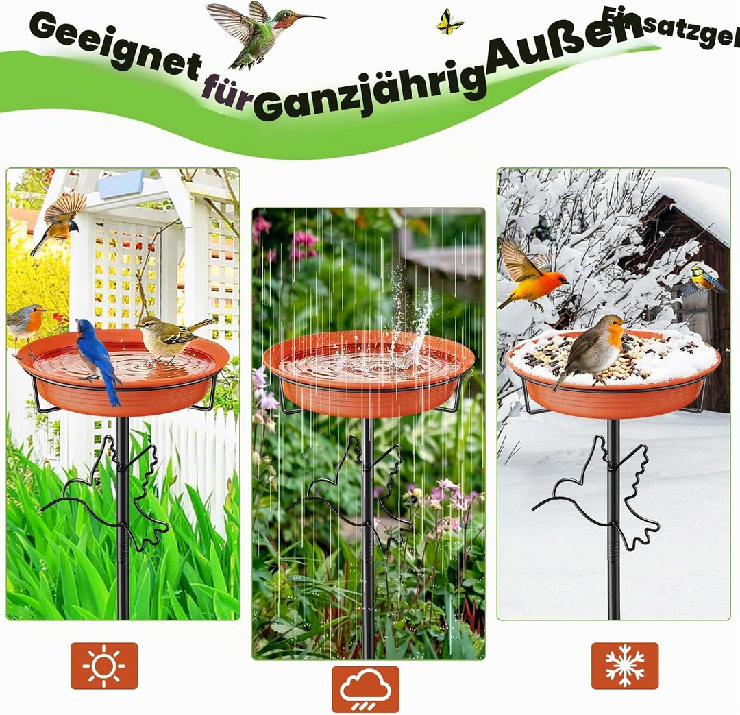 Vogeltränke Vogelbad Futter Schale Wasserstelle Stehend, Vogelbad Garten für Wildvögel Wassertränke