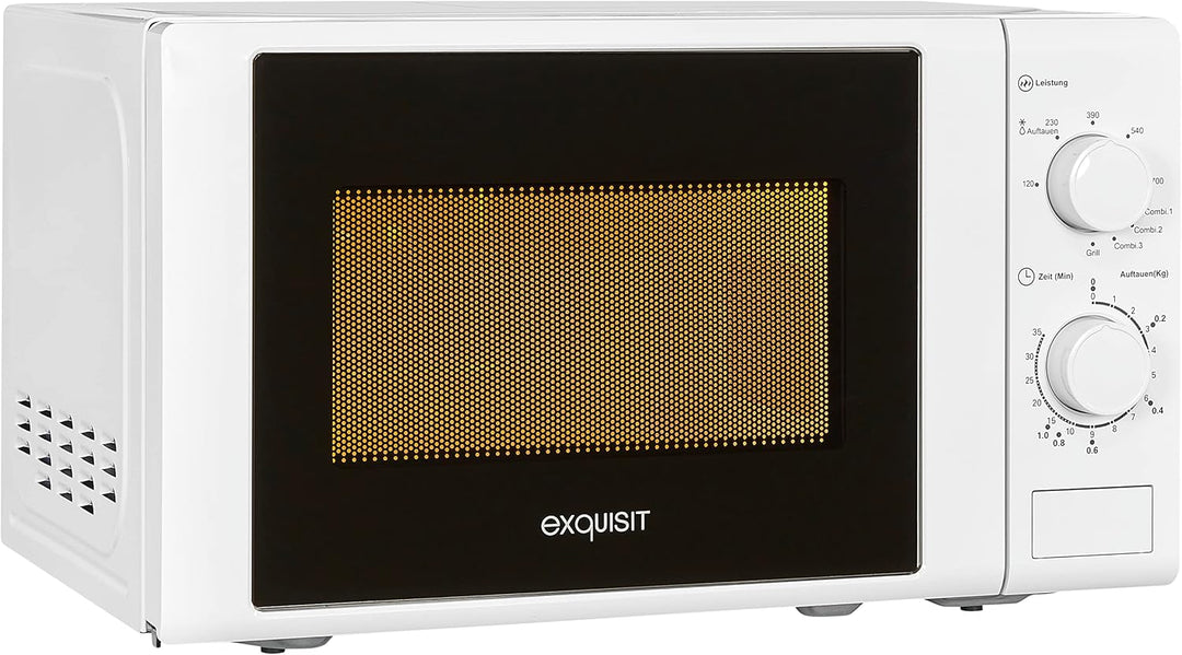 Exquisit® Mikrowelle 700 W, Grill mit 1000 W, 20 Liter, Drehteller 25,5 cm, modernes Design, lackier