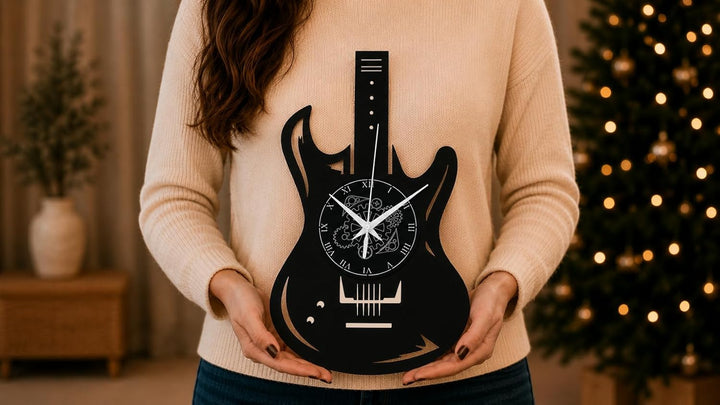 Vinyl Wanduhr Vintage Handgemache Schallplatten-Design Dekor Gitarren Bass Rock Metal Punk Musik