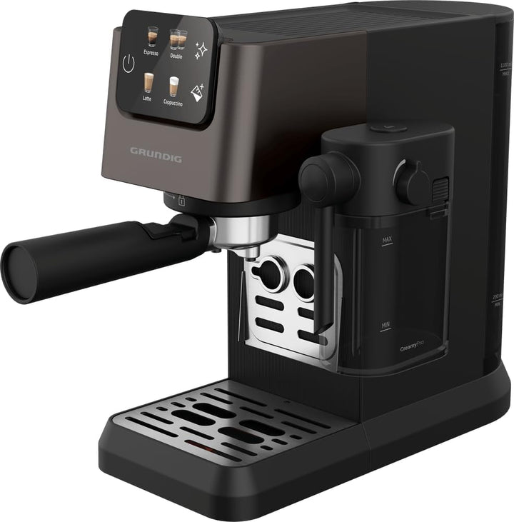 GRUNDIG KSM 5330 Siebträgermaschine mit integriertem Milchbehälter, 1628 W Leistung, 15 bar Pumpendr