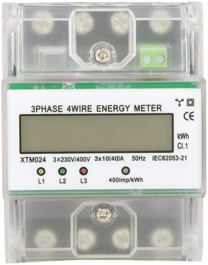 Digitaler 3-Phasen 4-Draht DIN-Schienen Stromzähler Elektronischer KWh-Zähler mit Klarsichtdeckel (1