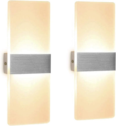 ChangM 2 Stücke Wandleuchte Innen LED 12W Wandlampe Acryl Wandbeleuchtung Modern für Wohnzimmer Schl