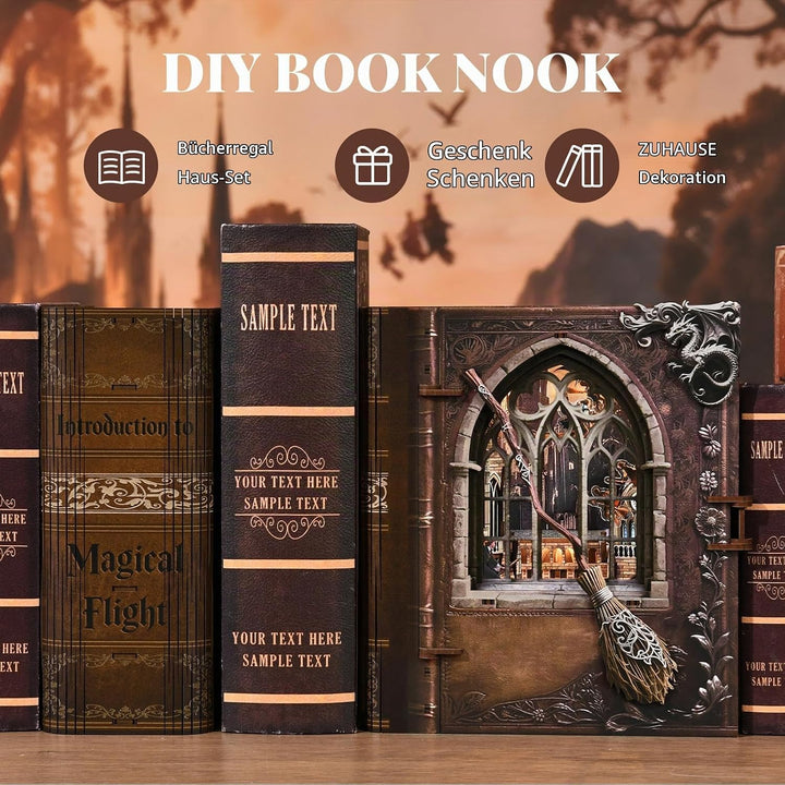 DIY Book Nook Kit Miniatur Puppenhäuser Haus Kit, Bookshelf Decor, Bücherecke, Booknook Häuser Model