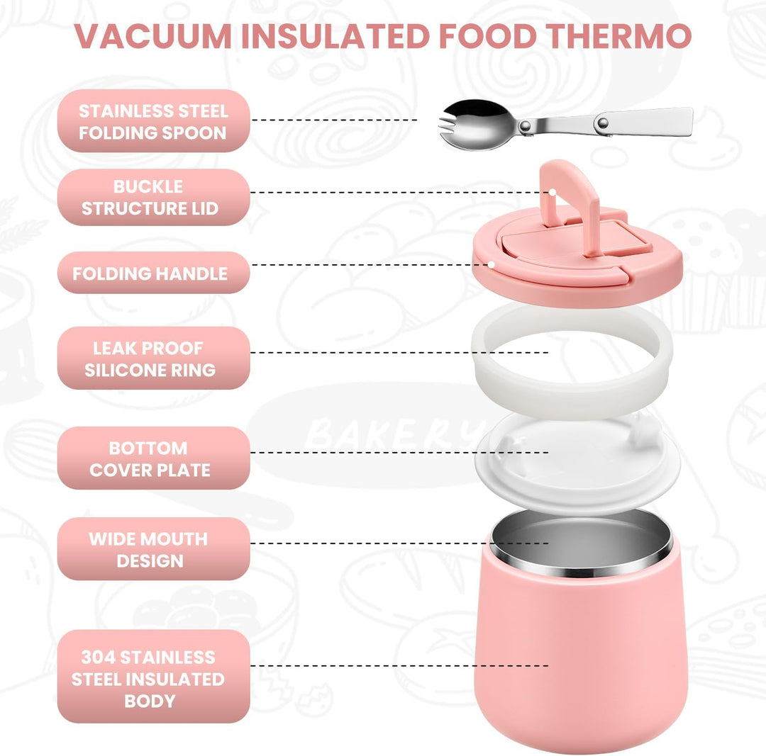 Itslife Thermobehälter für Essen 600ml, Warmhaltebehälter Essen Edelstahl mit Schnallendeckel und Lö