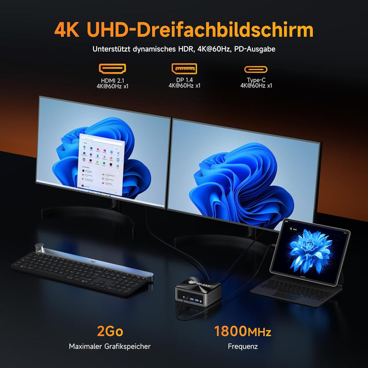 BMAX Mini PC B7Apro AMD Ryzen 5 7430U (6C/12T,bis zu 4,3GHz) 16GB DDR4 512GB M.2 NVMe SSD, Mini Desk