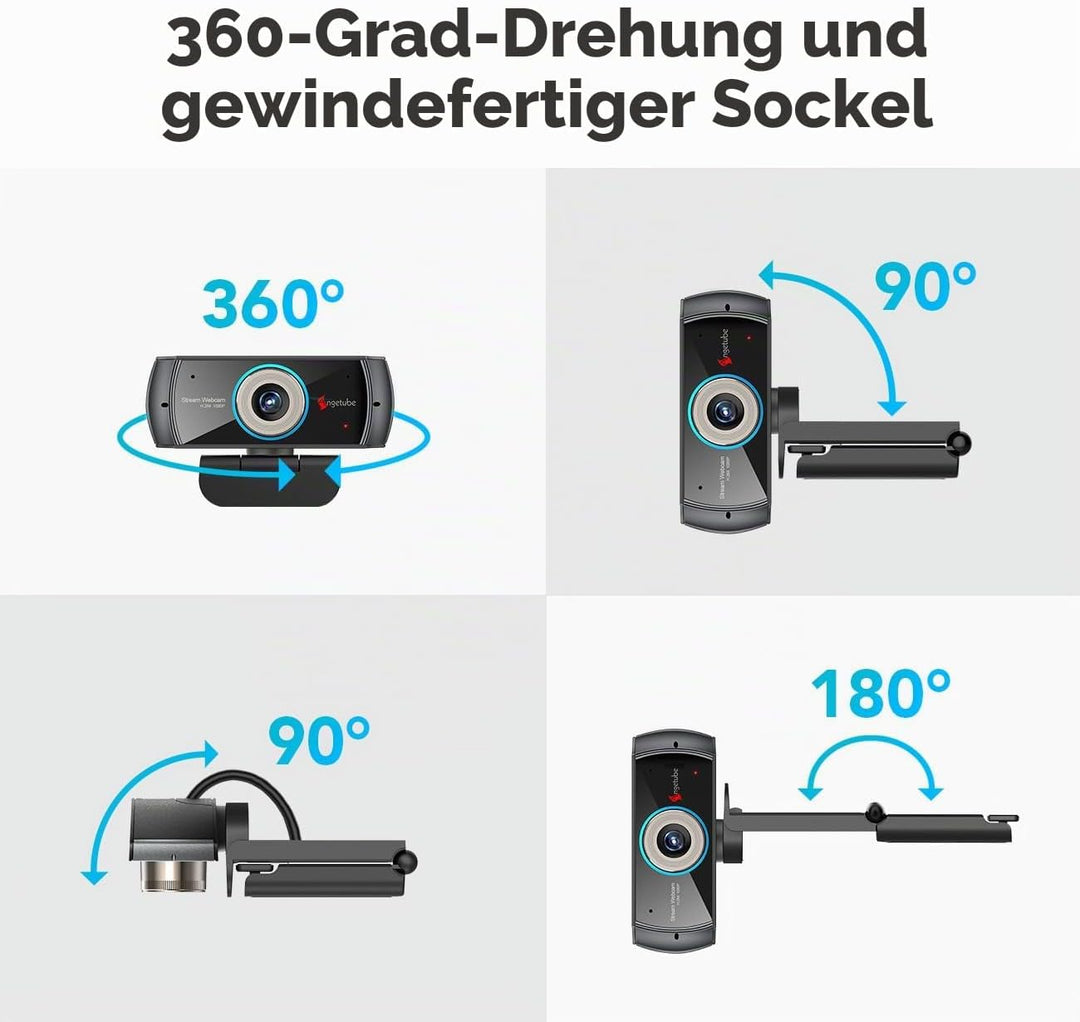 Angetube HD Gaming Webcam 1080P mit Mikrofon,USB PC Streaming Webcam mit Breitbild-Videoanrufen und