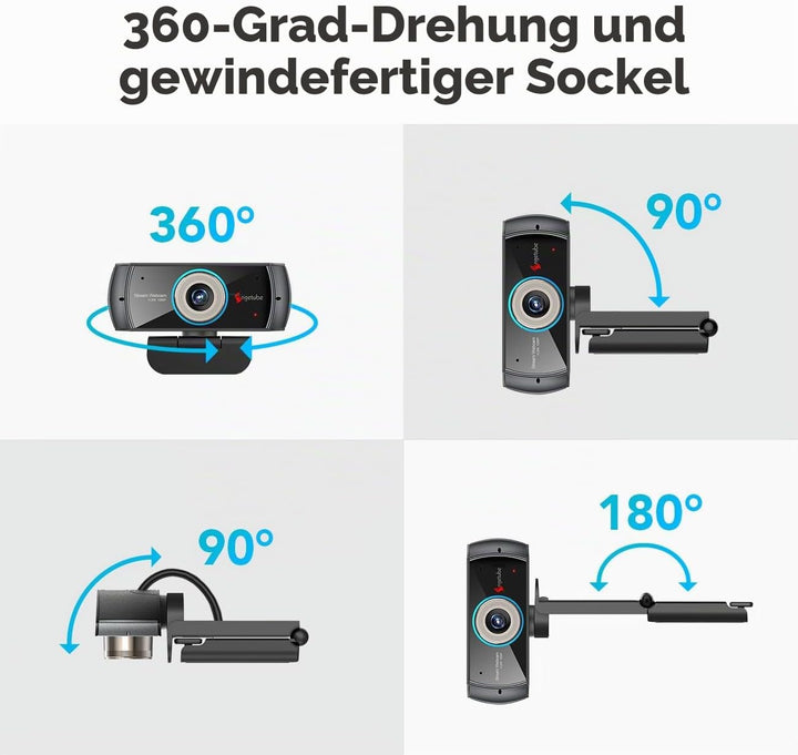 Angetube HD Gaming Webcam 1080P mit Mikrofon,USB PC Streaming Webcam mit Breitbild-Videoanrufen und