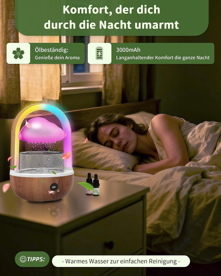 Regenwolken Luftbefeuchter Mit Regenbogenlicht, Weljoy Luftbefeuchter Schlafzimmer Mit Exklusive APP