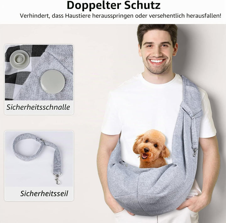 Sarsumir Hundetragetasche Verstellbare Schultergurt Tragetuch Hund Umhängetasche für Haustiere Klein