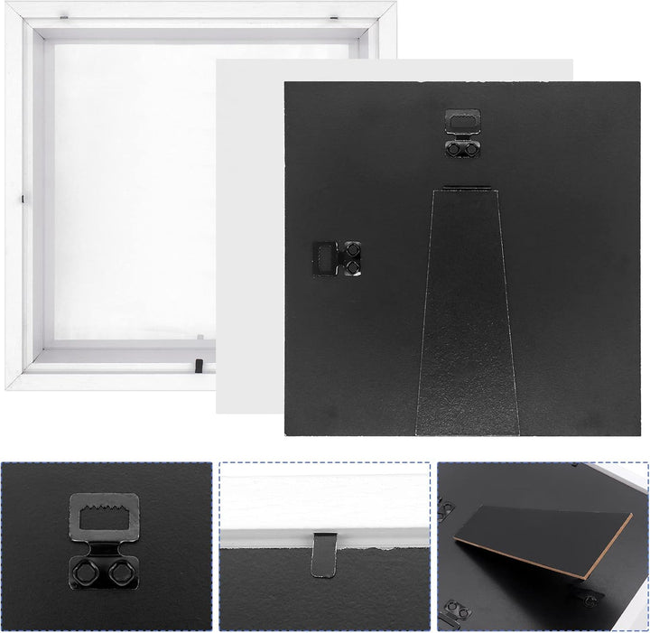 ShawFly 3D Shadow Box(22.3x22.3x6cm) Bilderrahmen aus Holz tiefe Box quadratisch tiefe Vitrine für M