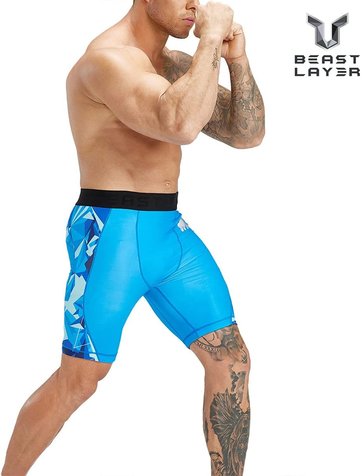 HUGE SPORTS Herren Kompressionsshorts für MMA BJJ Wrestling Boxen Baselayer Kurze Kurz Hose Strumpfh