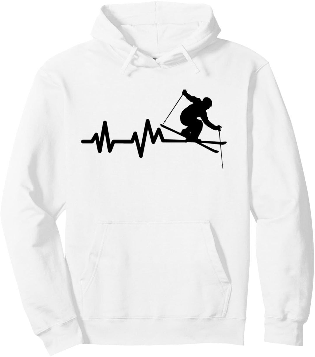 Skifahrer Herzschlag Skifahren Ski Pullover Hoodie