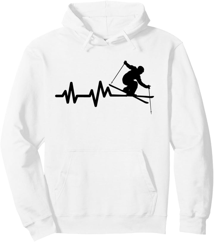 Skifahrer Herzschlag Skifahren Ski Pullover Hoodie