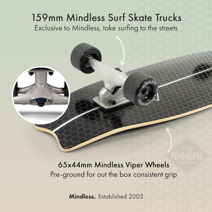 Mindless Surf Skate Fish Tail Skateboard, Unisex Erwachsene 29,5'' x 9,75'' schwarz (schwarz), 29,5'