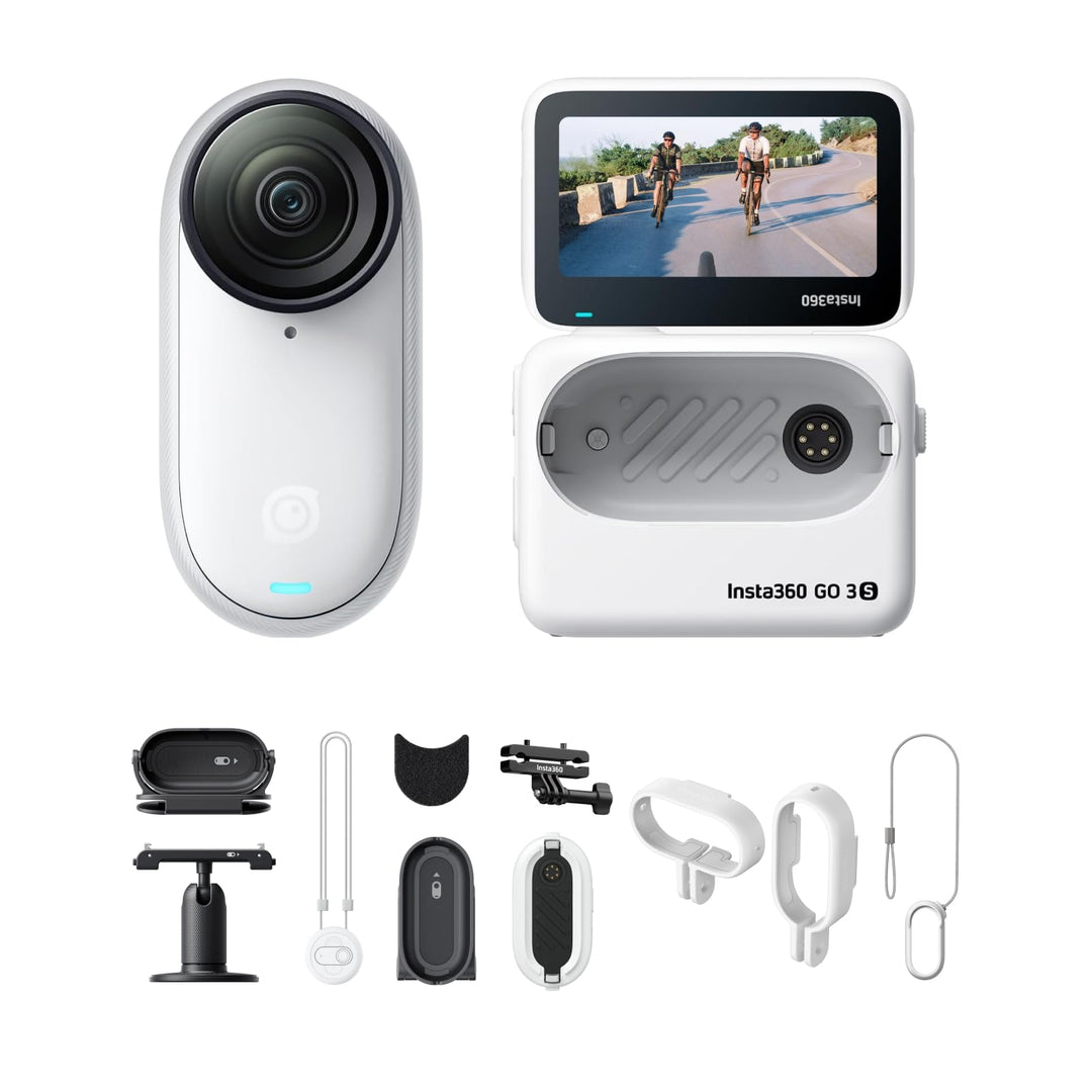 Insta360 GO 3S Fahrrad-MultiView-Bundle 128 GB Weiss - Tragbare 4K Mini-Kamera, Freihand-POVs, Übera