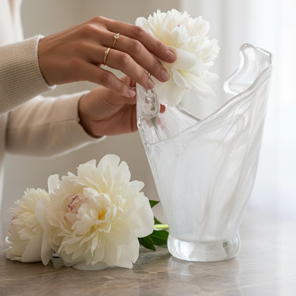 Tammaro Home Murano Glas Vase Weiss Welle Made in Italy