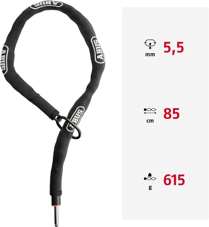 ABUS Rahmenschloss-Einsteckkette ADAPTOR CHAIN Classic 5.5KS - 5,5 mm starke Stahlkette mit ovalem L
