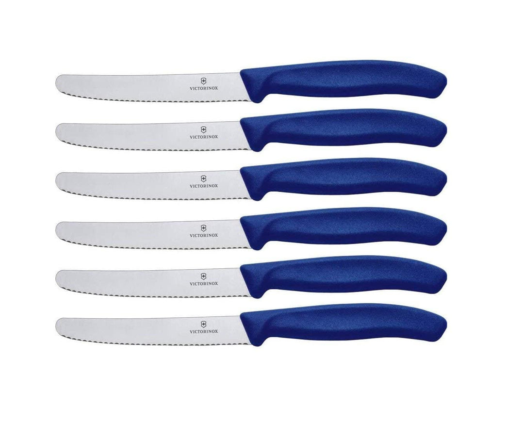 Victorinox 6 Stück Tafelmesser Neue Griffform Swiss Classic (6er Pack, Blau) 6er Pack Blau, 6er Pack